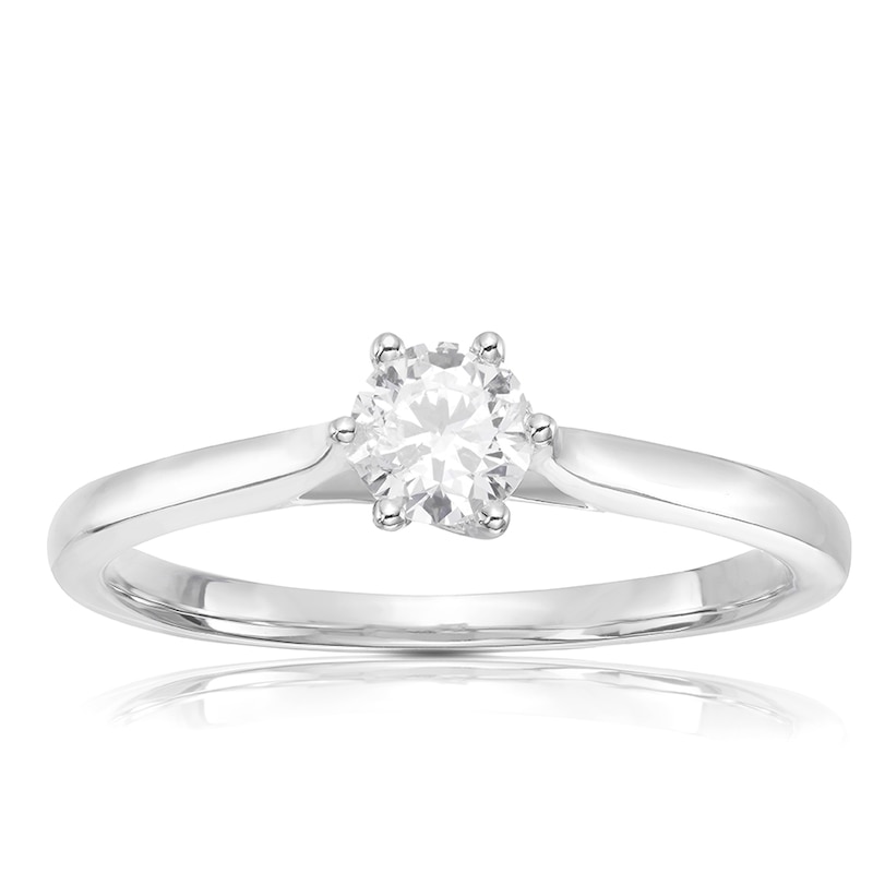 18ct White Gold 0.33ct Diamond Six Claw Solitaire Ring