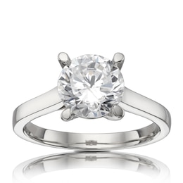 Platinum 2ct Total Diamond Four Claw Solitaire Ring