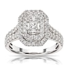 Thumbnail Image 0 of 18ct White Gold 1ct Total Diamond Emerald Shaped Halo Ring