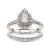 Thumbnail Image 0 of Platinum 0.75ct Diamond Total Pear Shaped Halo Bridal Set
