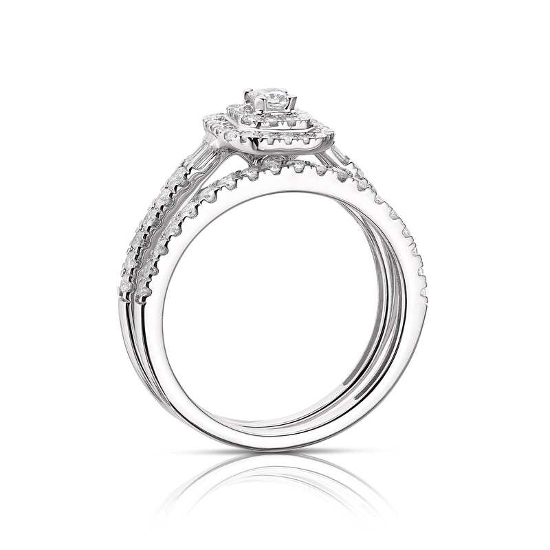9ct White Gold 0.66ct Total Diamond Double Halo Bridal Set