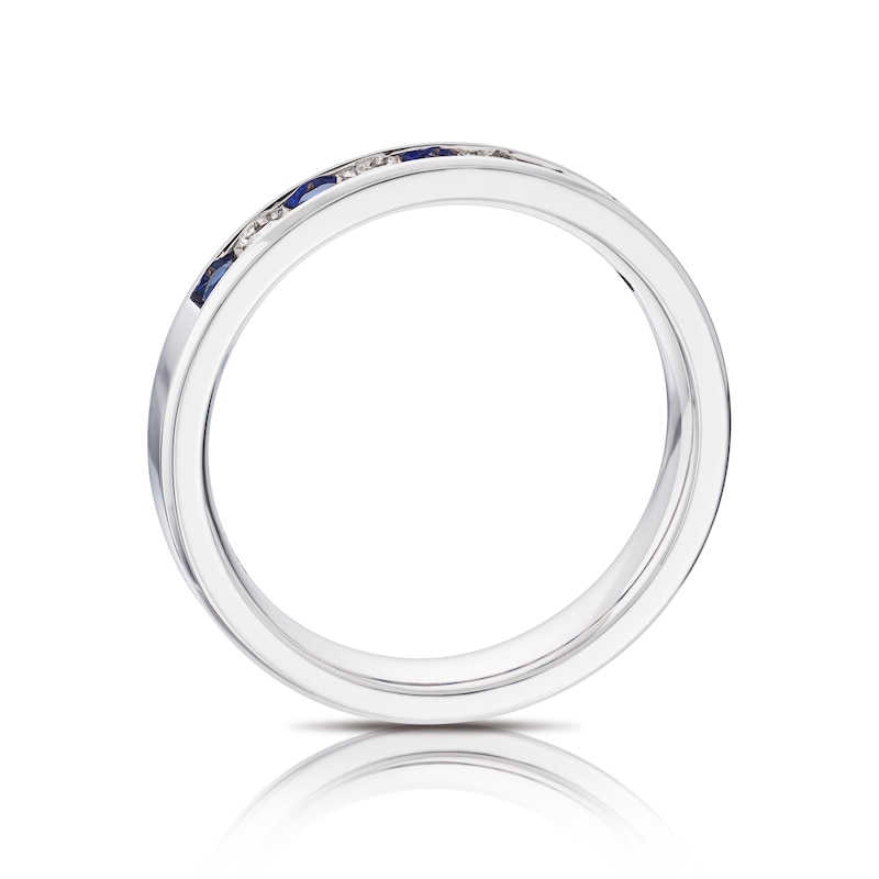 Main Image 3 of 18ct White Gold Sapphire & 0.15ct Diamond Eternity Ring