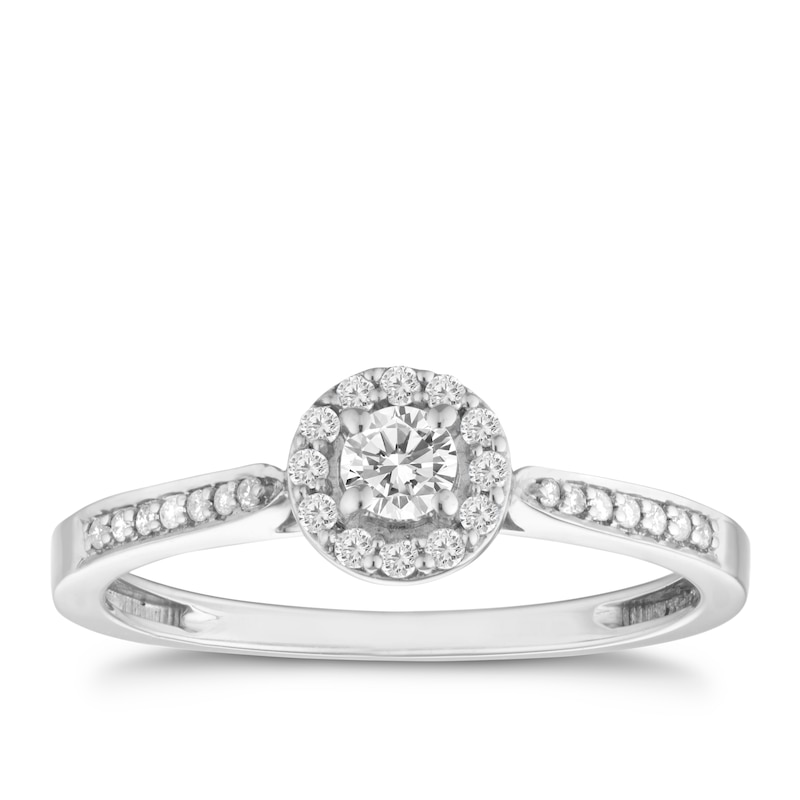 9ct White Gold 0.25ct  Diamond Halo Ring