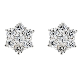 18ct Yellow Gold Daisy Diamond Stud Earrings