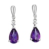 Thumbnail Image 1 of 9ct White Gold Amethyst & Diamond Drop Earrings