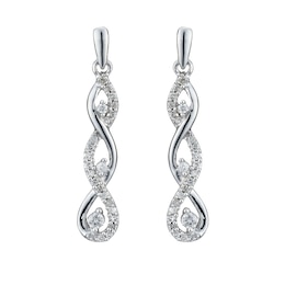 9ct White Gold 0.25ct Total Diamond Trilogy Drop Earrings