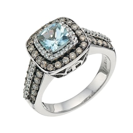 Le Vian 14ct Gold Sea Blue Aquamarine & 0.69ct Diamond Ring