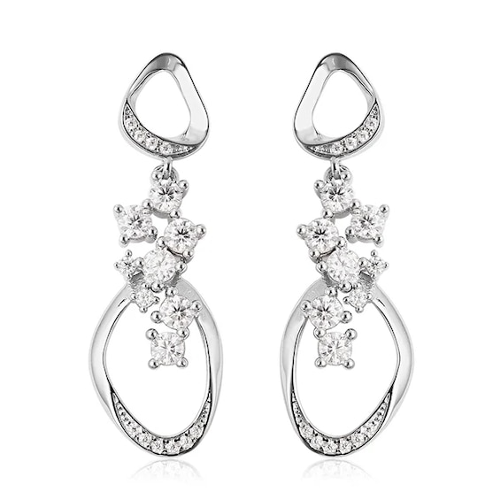 Lucy Quartermaine Volcan Exclusive Silver White Topaz Drop Earrings