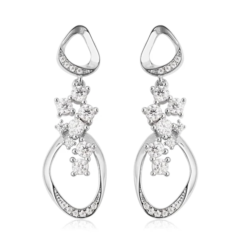 Lucy Quartermaine Volcan Exclusive  Silver White Topaz Drop Earrings
