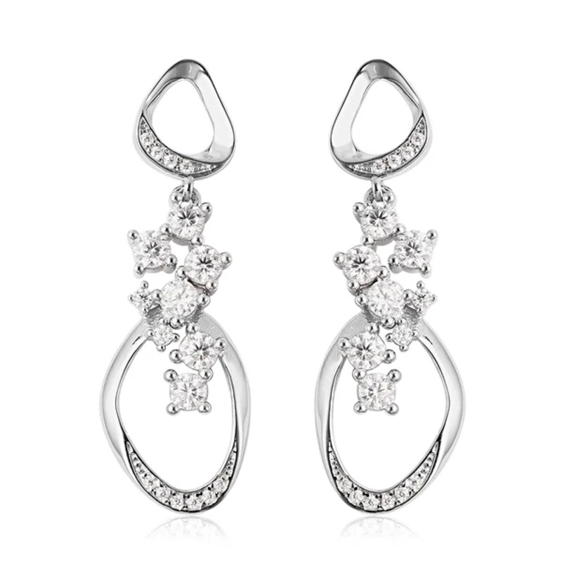 Lucy Quartermaine Volcan Exclusive  Silver White Topaz Drop Earrings