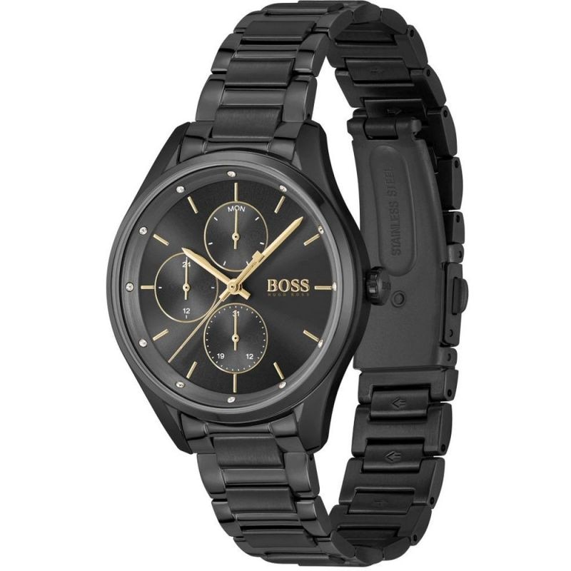 BOSS Grand Course Ladies' Black Ion Plated Bracelet Watch
