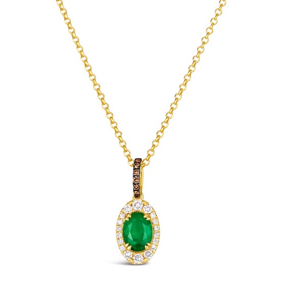 Le Vian 14ct Yellow Gold Emerald 0.29ct Diamond Pendant