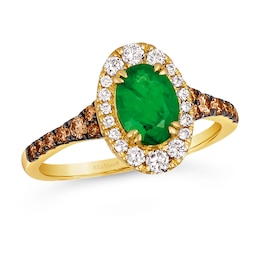 Le Vian 14ct Yellow Gold Emerald 0.45ct Diamond Ring
