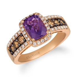 Le Vian 14ct Rose Gold Amethyst 0.58ct Diamond Ring