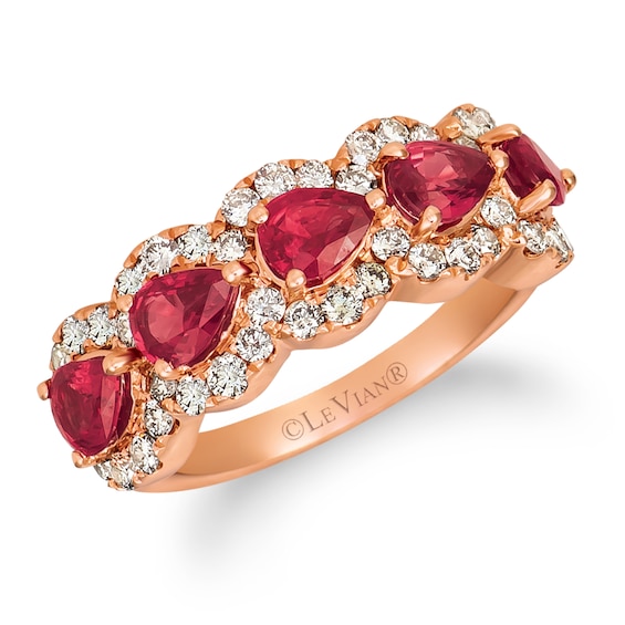 Le Vian 14ct Rose Gold Ruby 0.69ct Diamond Ring