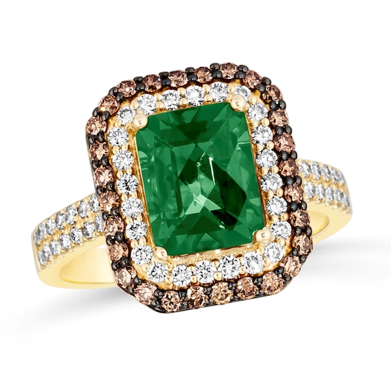 Le Vian 14ct Yellow Gold Emerald 0.80ct Diamond Ring