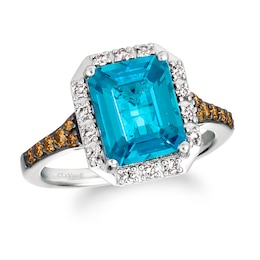 Le Vian 14ct White Gold Blue Topaz 0.37ct Diamond Ring