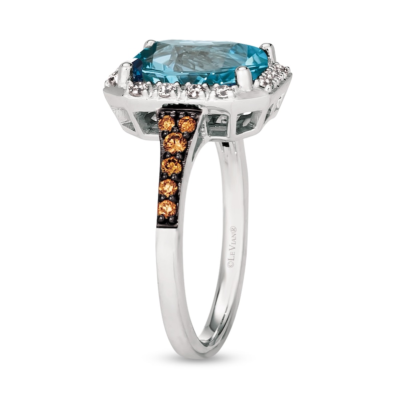 Le Vian 14ct White Gold Blue Topaz 0.37ct Diamond Ring