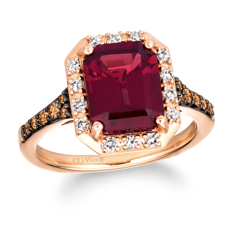 Le Vian 14ct Rose Gold Garnet 0.37ct Diamond Ring