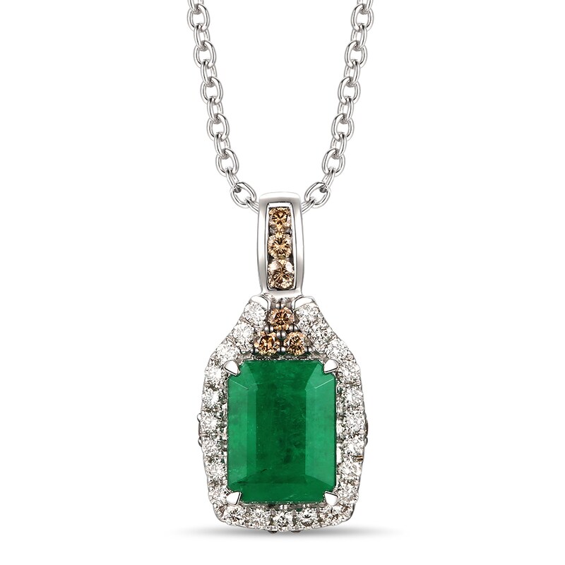 Le Vian 14ct White Gold Emerald 0.23ct Diamond Pendant