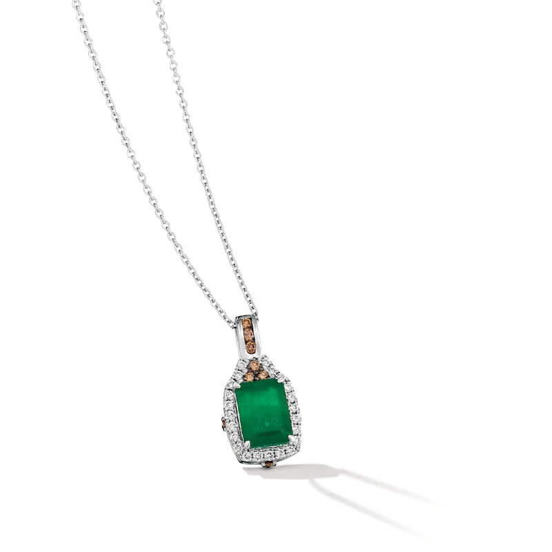 Le Vian 14ct White Gold Emerald 0.23ct Diamond Pendant