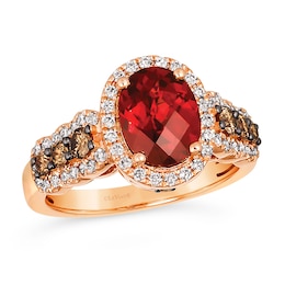 Le Vian 14ct Rose Gold Garnet 0.69ct Diamond Ring