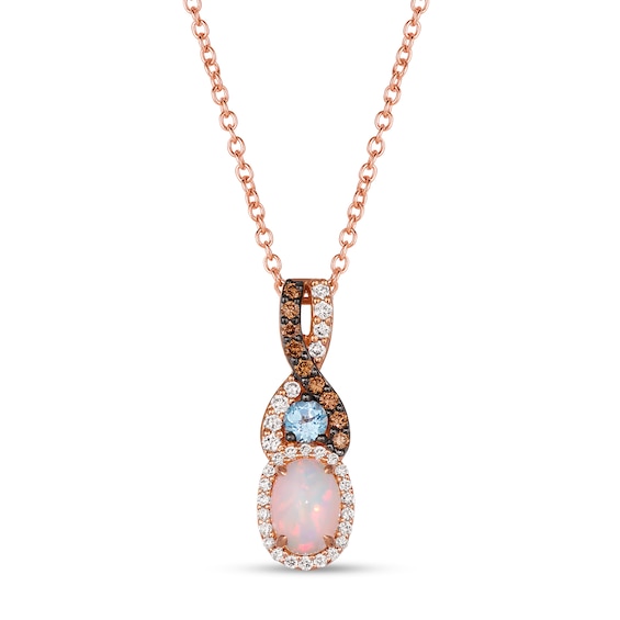 Le Vian 14ct Rose Gold Opal & Topaz 0.23ct Diamond Pendant