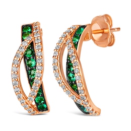Le Vian 14ct Rose Gold Emerald 0.37ct Diamond Earrings