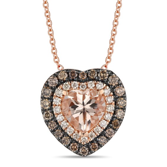 Le Vian 14ct Rose Gold Morganite 0.45ct Diamond Pendant