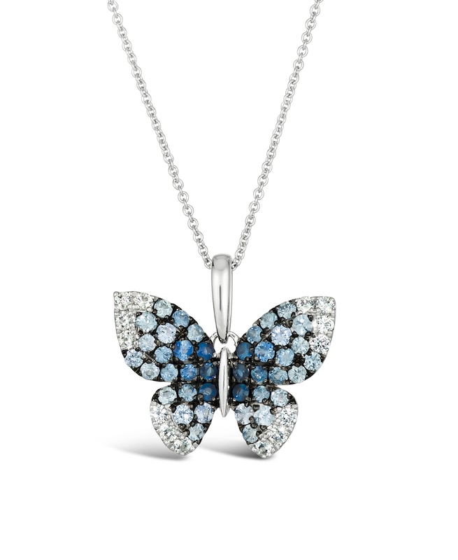 Le Vian Ombré 14ct White Gold Sapphire Butterfly Pendant