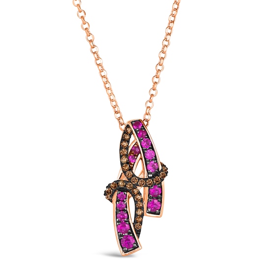 Le Vian 14ct Rose Gold Ruby 0.18ct Diamond Wrapped Pendant