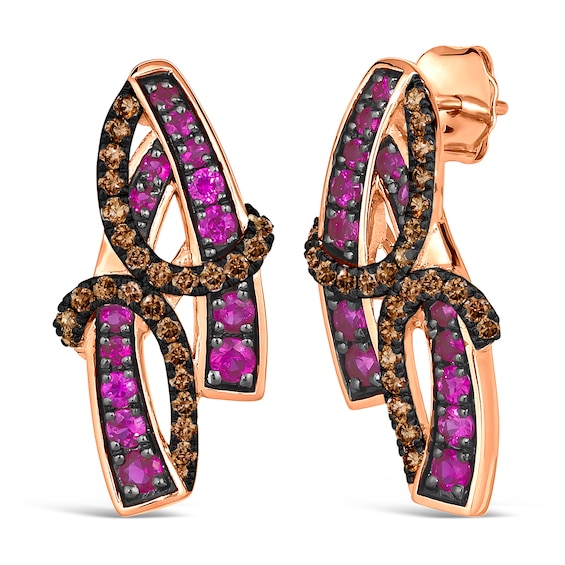 Le Vian 14ct Rose Gold Ruby 0.37ct Diamond Earrings