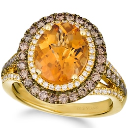 Le Vian 14ct Yellow Gold Citrine 0.95ct Diamond Ring