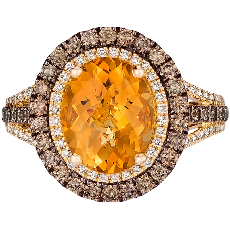 Le Vian 14ct Yellow Gold Citrine 0.95ct Diamond Ring
