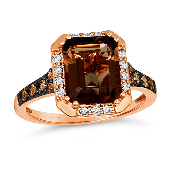 Le Vian 14ct Rose Gold Chocolate Quartz 0.29ct Diamond Ring