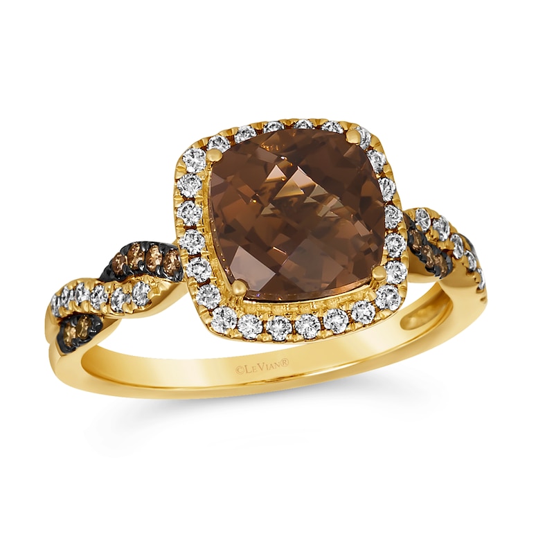 Le Vian 14ct Yellow Gold Smokey Quartz 0.29ct Diamond Ring