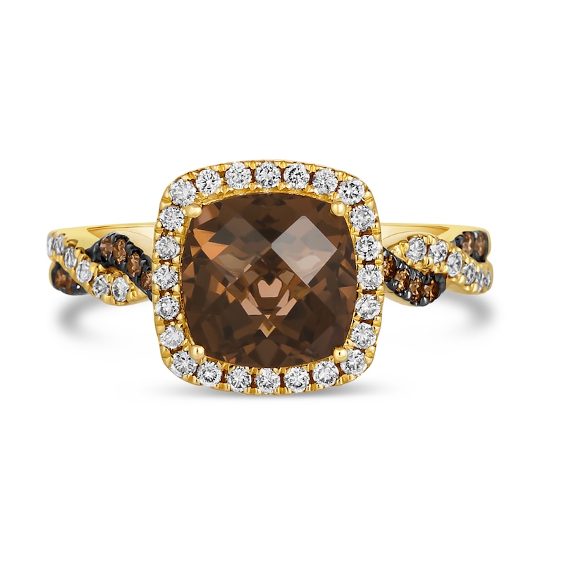 Le Vian 14ct Yellow Gold Smokey Quartz 0.29ct Diamond Ring