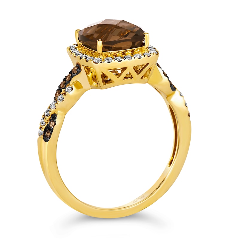 Le Vian 14ct Yellow Gold Smokey Quartz 0.29ct Diamond Ring