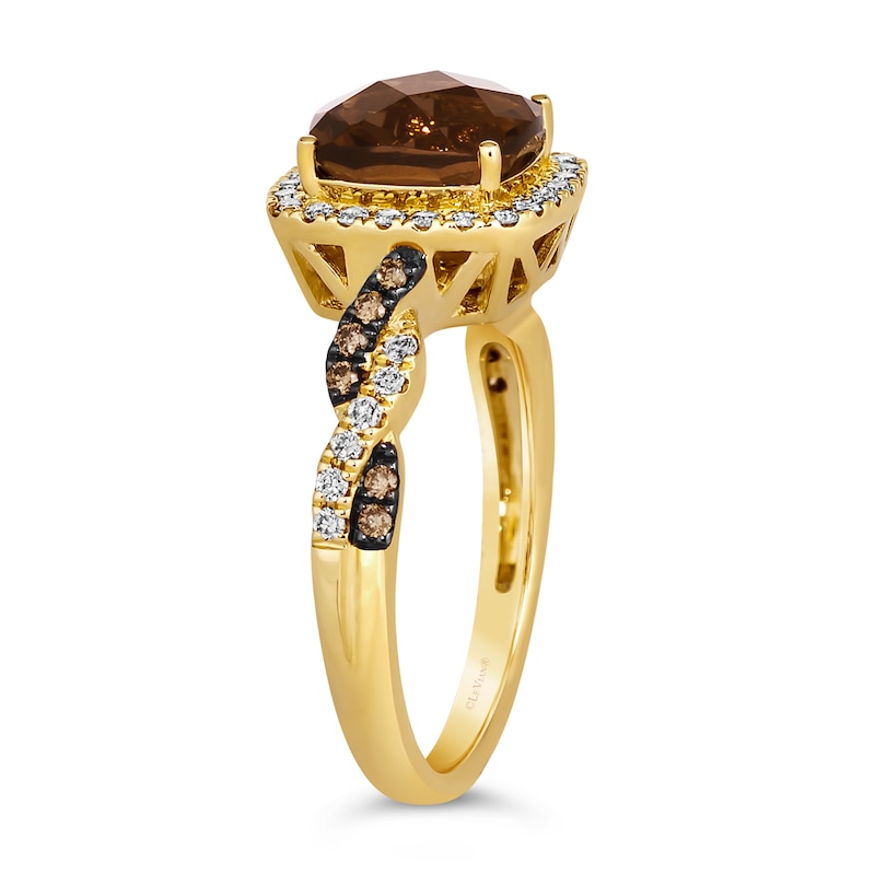 Le Vian 14ct Yellow Gold Smokey Quartz 0.29ct Diamond Ring