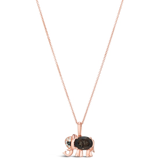 Le Vian 14ct Rose Gold Quartz and Diamond Elephant Pendant