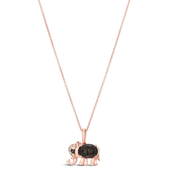 Le Vian 14ct Rose Gold Quartz & Diamond Elephant Pendant