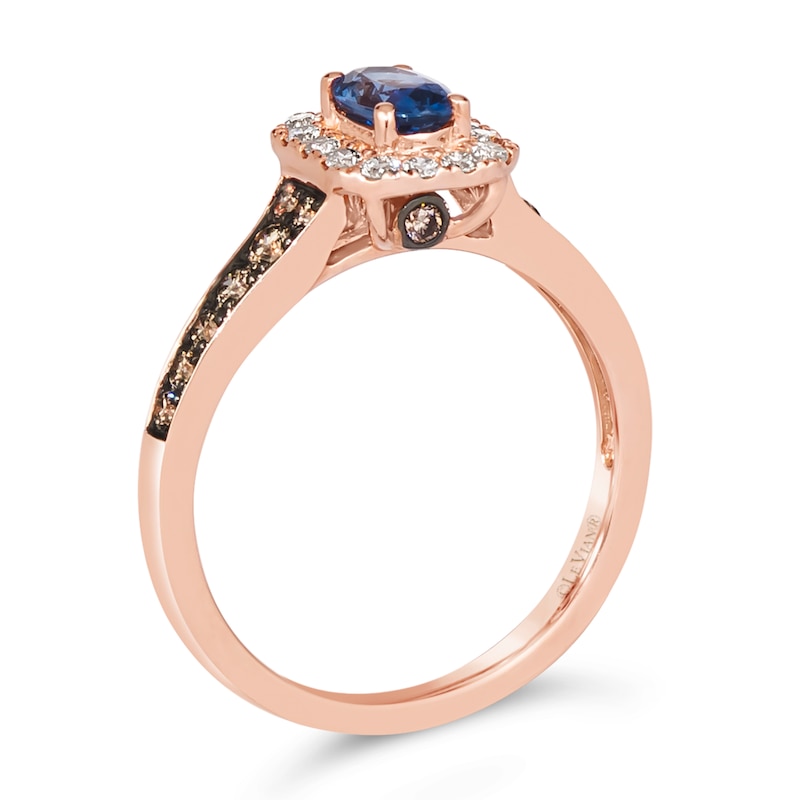 Le Vian 14ct Rose Gold Sapphire 0.45ct Total Diamond Ring