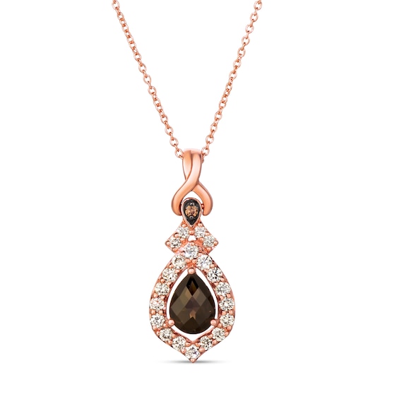 Le Vian 14ct Rose Gold Smokey Quartz 0.45ct Diamond Pendant