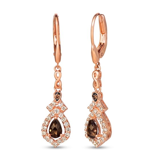 Le Vian 14ct Rose Gold Smokey Quartz 0.58ct Diamond Earrings