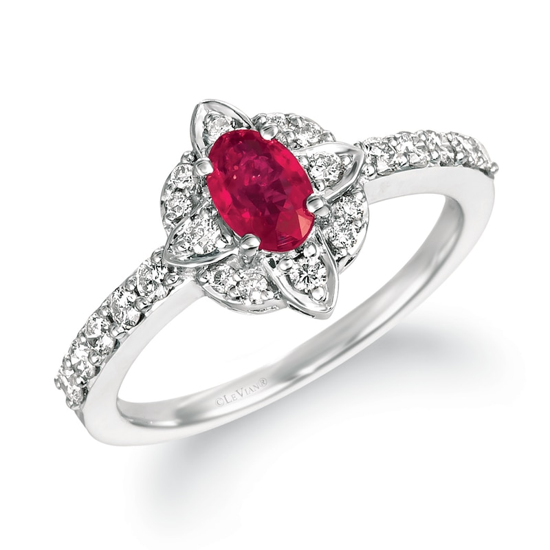 Le Vian 14ct White Gold Ruby 0.37ct Diamond Ring