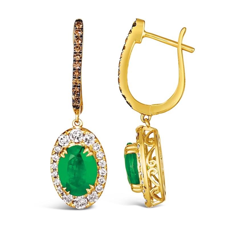 Le Vian 14ct Yellow Gold Emerald 0.69ct Diamond Earrings