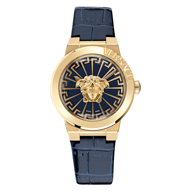 Versace Medusa Infinite Ladies' Blue Leather Strap Watch Ernest Jones