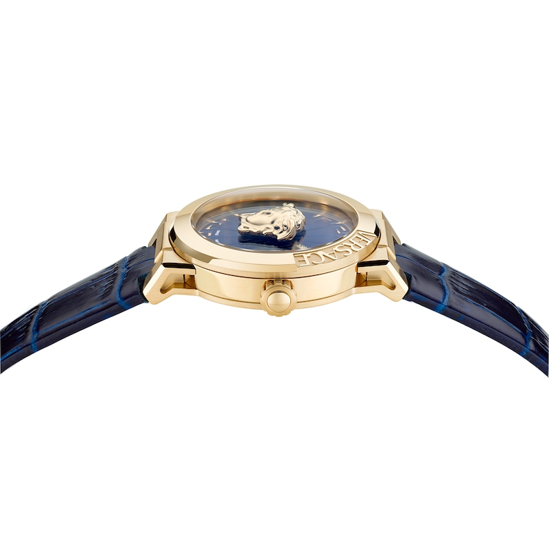 Versace Medusa Infinite Ladies' Blue Leather Strap Watch