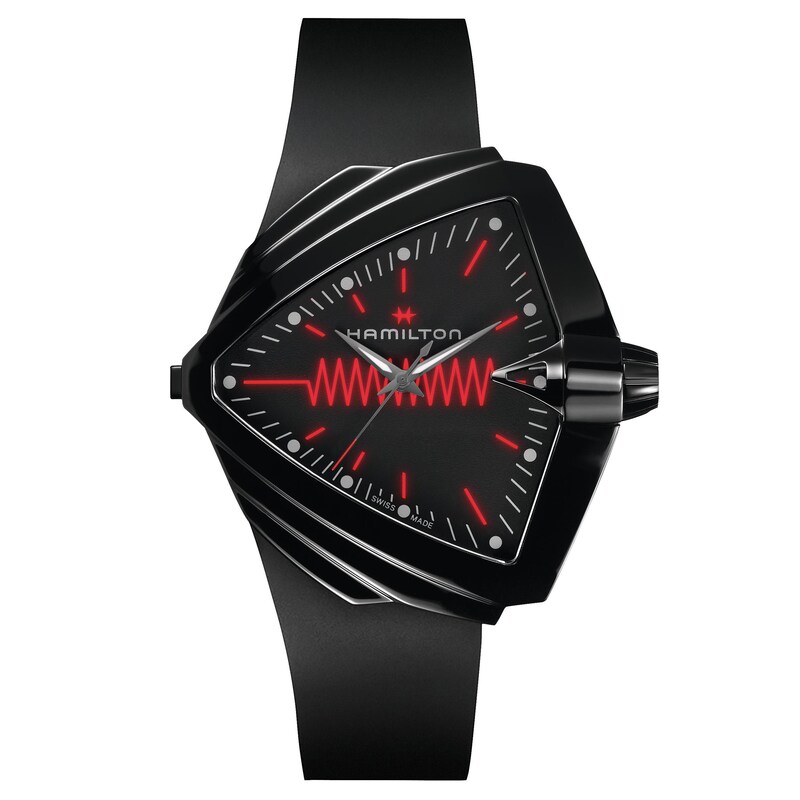 Hamilton Ventura XXL Bright Black Rubber Strap Watch