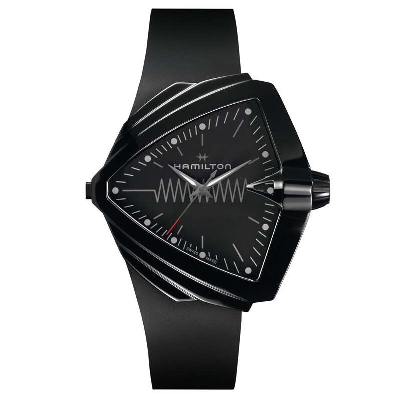 Hamilton Ventura XXL Bright Black Rubber Strap Watch